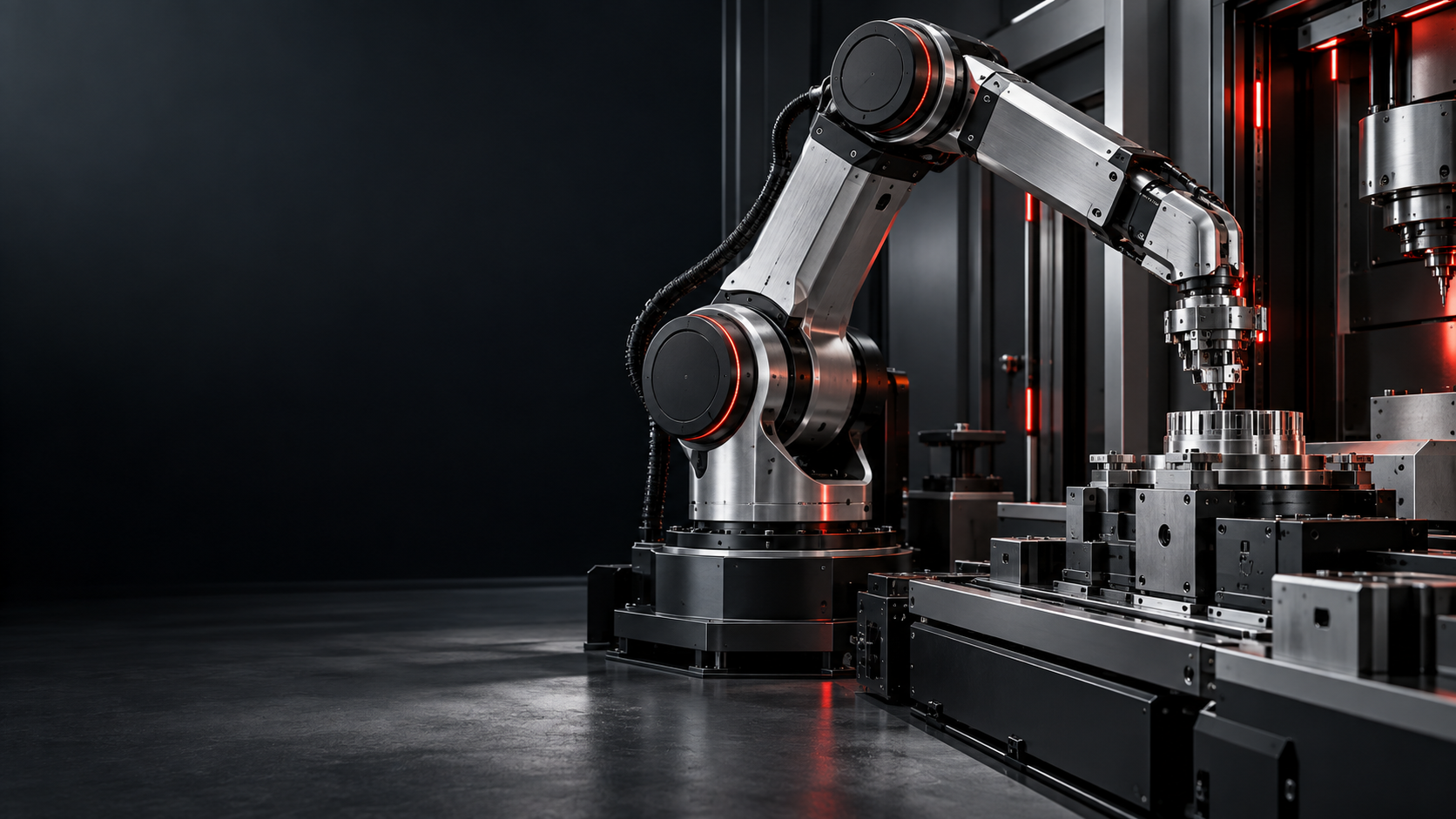 Concept illustration of robotic equipment in a connected industrial environment